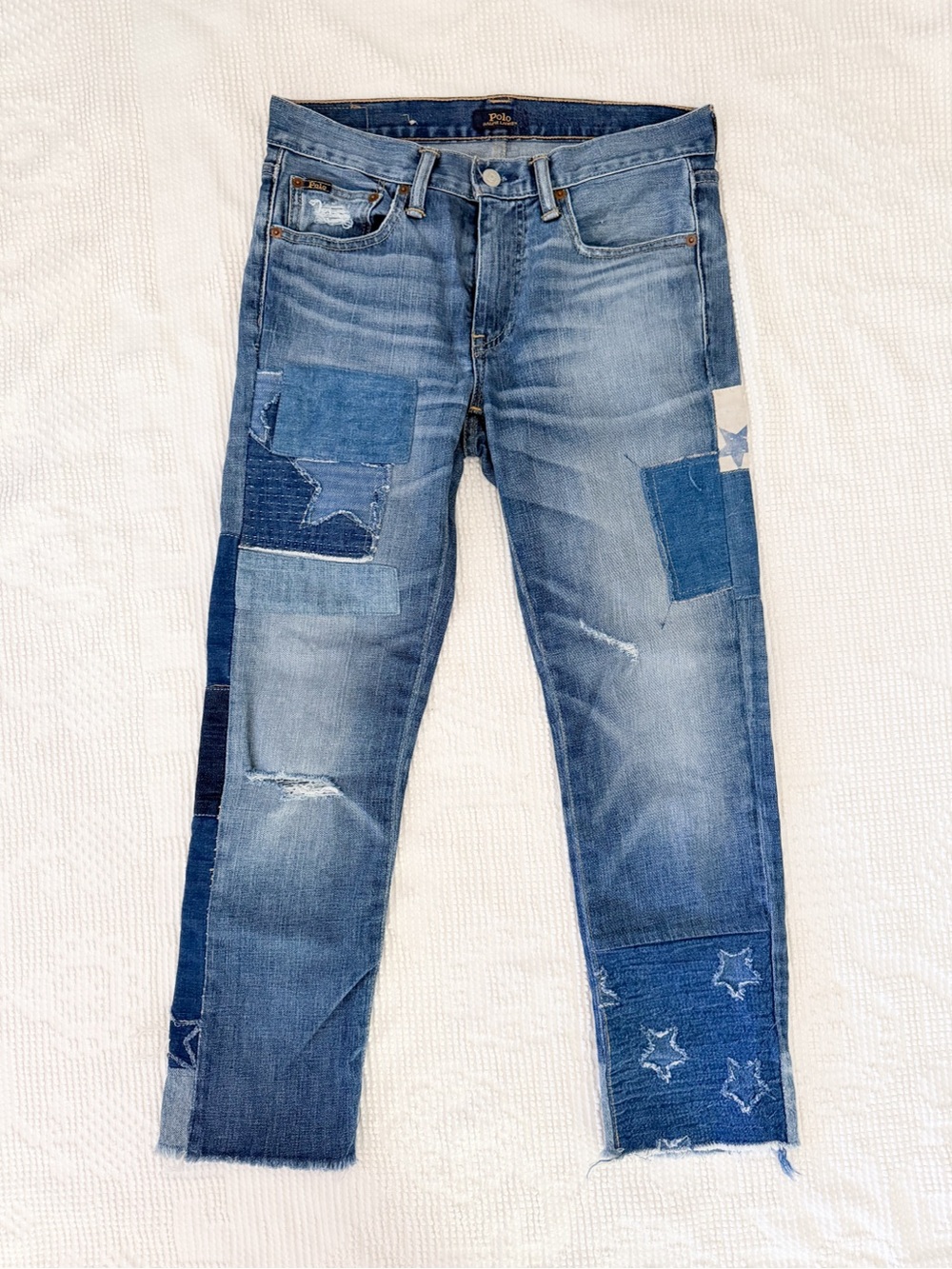 Polo Ralph Lauren Women's Jeans 27 The Waverly Straight Crop Star Patchwork Pant